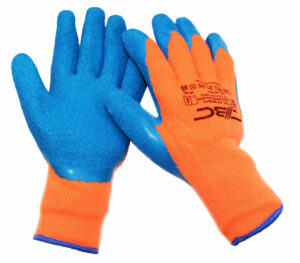 Перчатки обливные, оранжево-голубые, утеплённые, RubiFrost 001