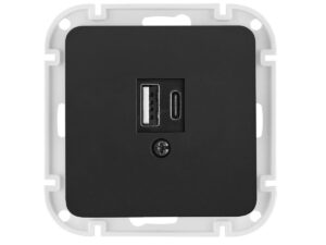 Розетка с двумя USB-разъемами (узел, скрытая) карбон, Astrum Bylectrica (РП5-6561карб) (BYLECTRICA)