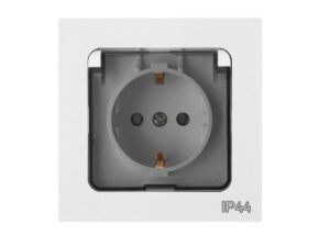 Розетка 1-ая с з/к крышкой (скрытая, с/з, брызг. защ.) белая,  Astrum, Bylectrica (РС16-0532) (BYLECTRICA)