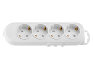 Розетка 4-ая переносная (с/з, 16А, 250В, з/ш) белая, BYLECTRICA ( с креплением к стене) (Р16-9186)