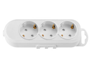 Розетка 3-ая переносная (с/з, 16А, 250В, з/ш) белая, BYLECTRICA (с креплением к стене) (Р16-9166)