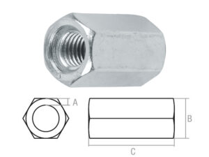 Гайка М14 удлиняющая, цинк (2 шт в зип-локе) STARFIX (SMZ1-86967-2)