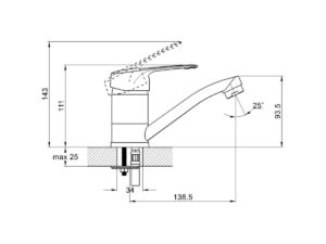 Смеситель для кухни D40-A, серия 460 ECONOCE (Поворотный излив) (EC0461)