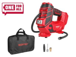 Аккум. компрессор WORTEX CTI 1811 в кор. ALL1 SOLO 18 В, 11 бар, 12 л/мин (160 PSI / 1100 кПа, цифровой манометр, 600 мм шланг, подсветка) (1325445)