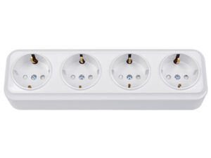 Розетка 4-ая (открытая, с/з, з/ш) белая, Вариант, Bylectrica (РА16-0186) (BYLECTRICA)