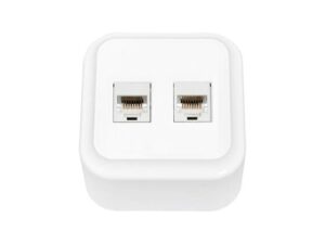Розетка 2-ая компьютерная (открытая) белая, Пралеска, Byletrica (РК216-005) (BYLECTRICA)