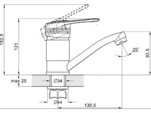 Смеситель для кухни D40-A, серия 450 ECONOCE (Поворотный излив) (EC0451)